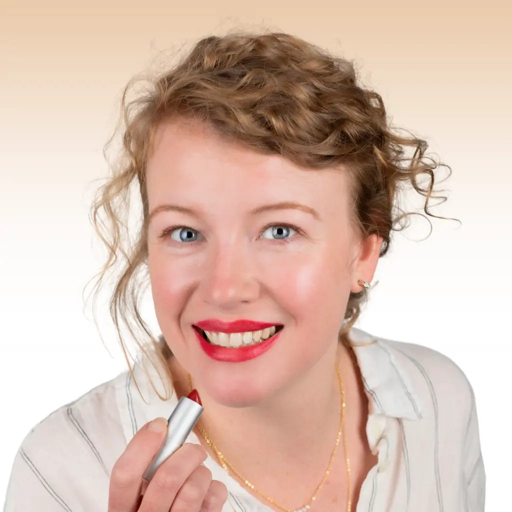 Redhead Rouge Semi-Matte Lipstick on Sasha by Redhead Revolution